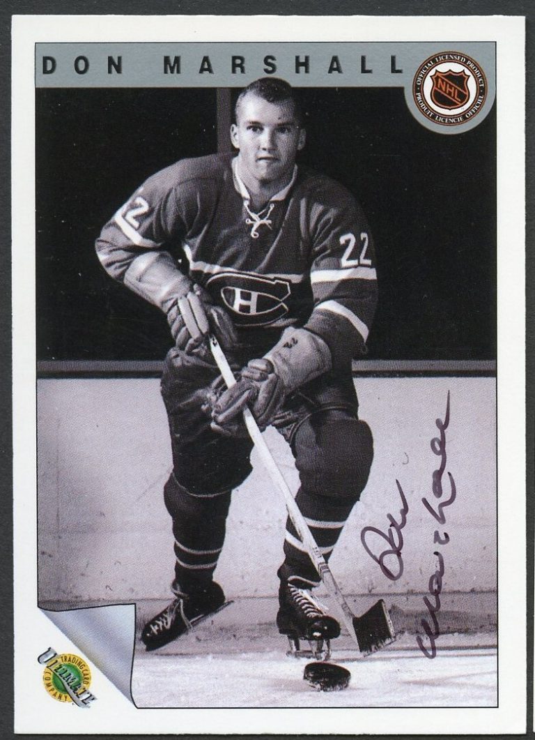 Don Marshall #13 signed autograph auto 1992 Ultimate Original Six Hockey Card