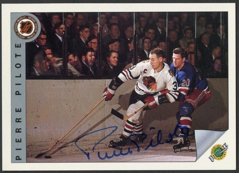 Pierre Pilote #63 signed autograph auto 1992 Ultimate Original Six Hockey Card
