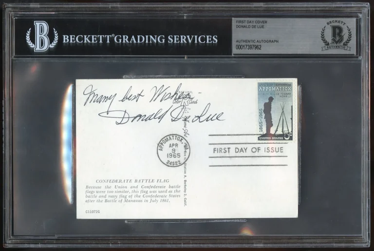 Donald De Lue d1988 signed autograph FDC Post Card American Sculptor BAS Slabbed