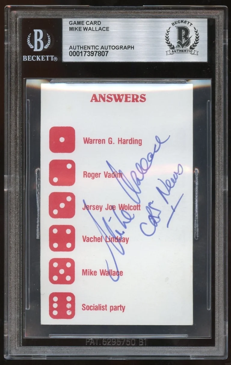 Mike Wallace d2012 signed autograph Game Show Host Actor Game Card BAS Slabbed