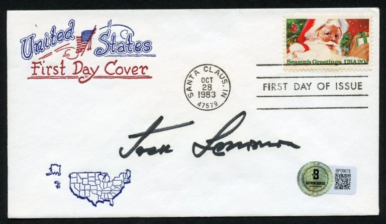 Jack Lemmon d2001 signed autograph Actor The Guardian FDC BAS Stickered