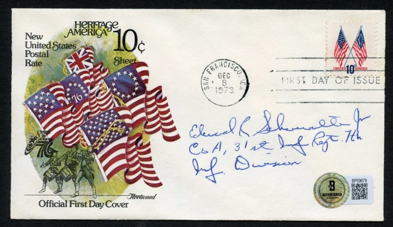 Edward Schowalter d2003 signed autograph FDC MOH Recipient Army Korea BAS