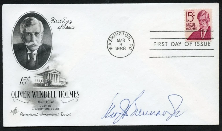 William J Brennan Jr signed autograph FDC Supreme Court Justice BAS Stickered