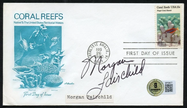 Morgan Fairchild signed autograph American Actress First Day Cover BAS Stickered
