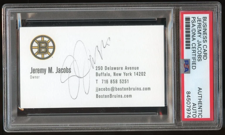 Jeremy Jacobs signed autograph Owner Boston Bruins Business Card PSA Slabbed
