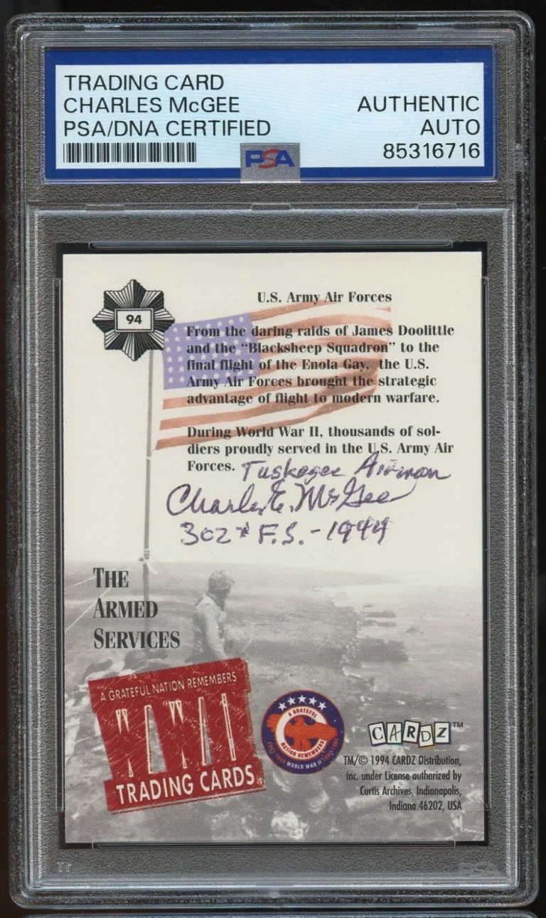 Charles McGee signed autograph auto Flying Tuskegee Airmen WWII Card PSA Slabbed