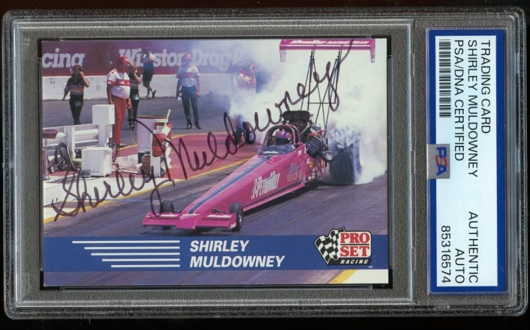 Shirley Muldowney #59 signed autograph 1991 Pro Set NHRA Trading Card PSA Slab