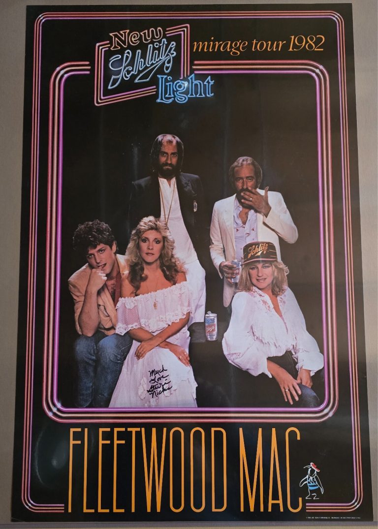 STEVIE NICKS signed auto FLEETWOOD MAC 1982 Mirage Tour Schiltz Beer Poster JSA
