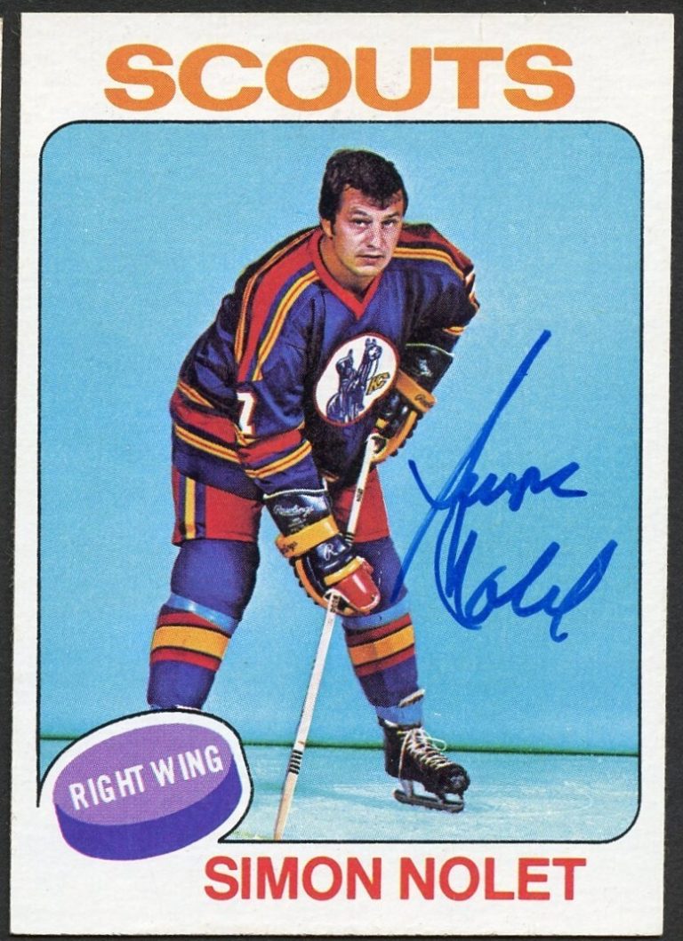 Simon Nolet #220 signed autograph 1975-76 Topps Hockey Trading Card