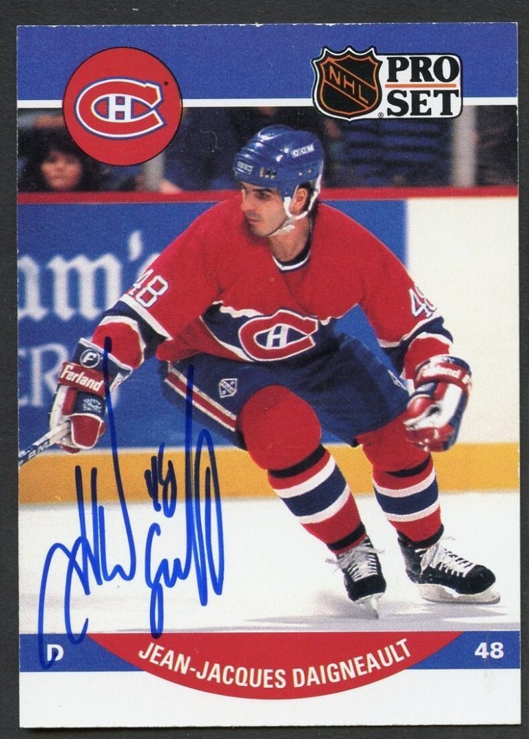 Jean-Jacques Daigneault #466 signed autograph 1990-91 Pro Set Card Hockey Card
