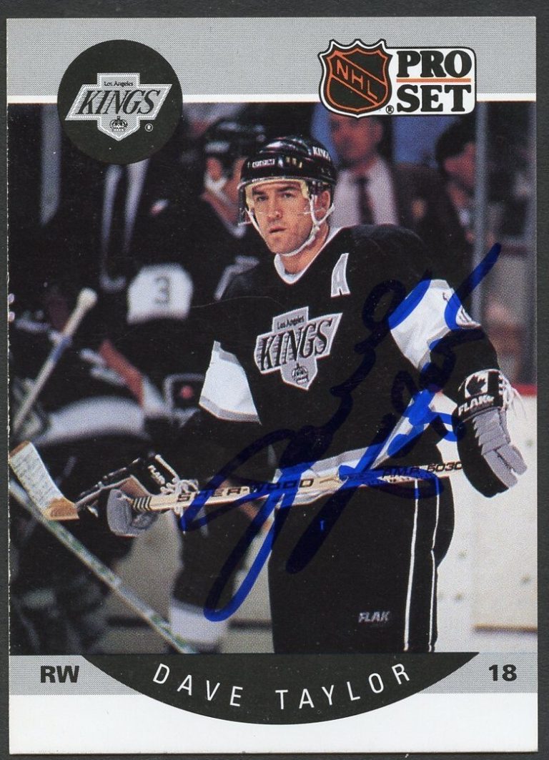 Dave Taylor # 128 signed autograph auto 1990-91 Pro Set Card Hockey Card