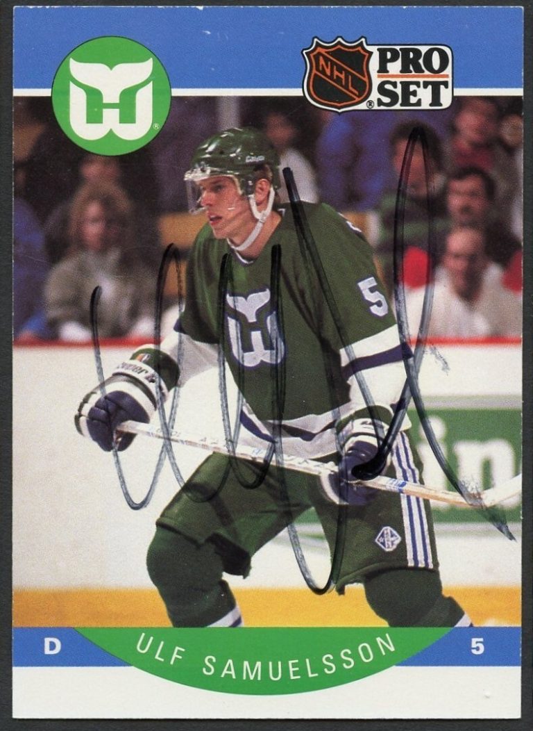 Ulf Samuelsson #109 signed autograph auto 1990-91 Pro Set Card Hockey Card