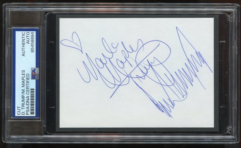 Donald Trump & Marla Maples signed autograph auto 3x5 Cut PSA Slabbed