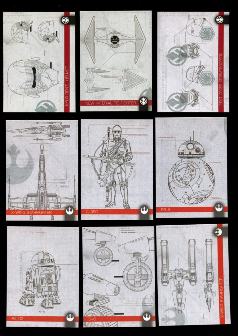 Star Wars Topps 2019 Journey to The Rise of Skywalker Schematics Card Set 1-10