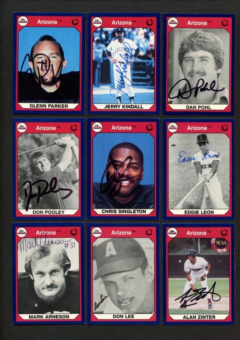 9 different signed autographed 1990 Arizona Collegiate Cards READ DESCRIPTION!