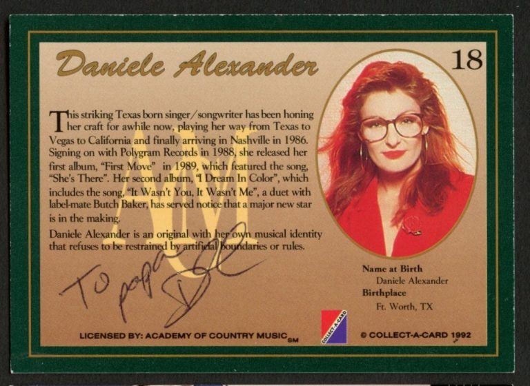 Daniele Alexander #18 signed autograph 1992 Collect-A-Card Country Classics