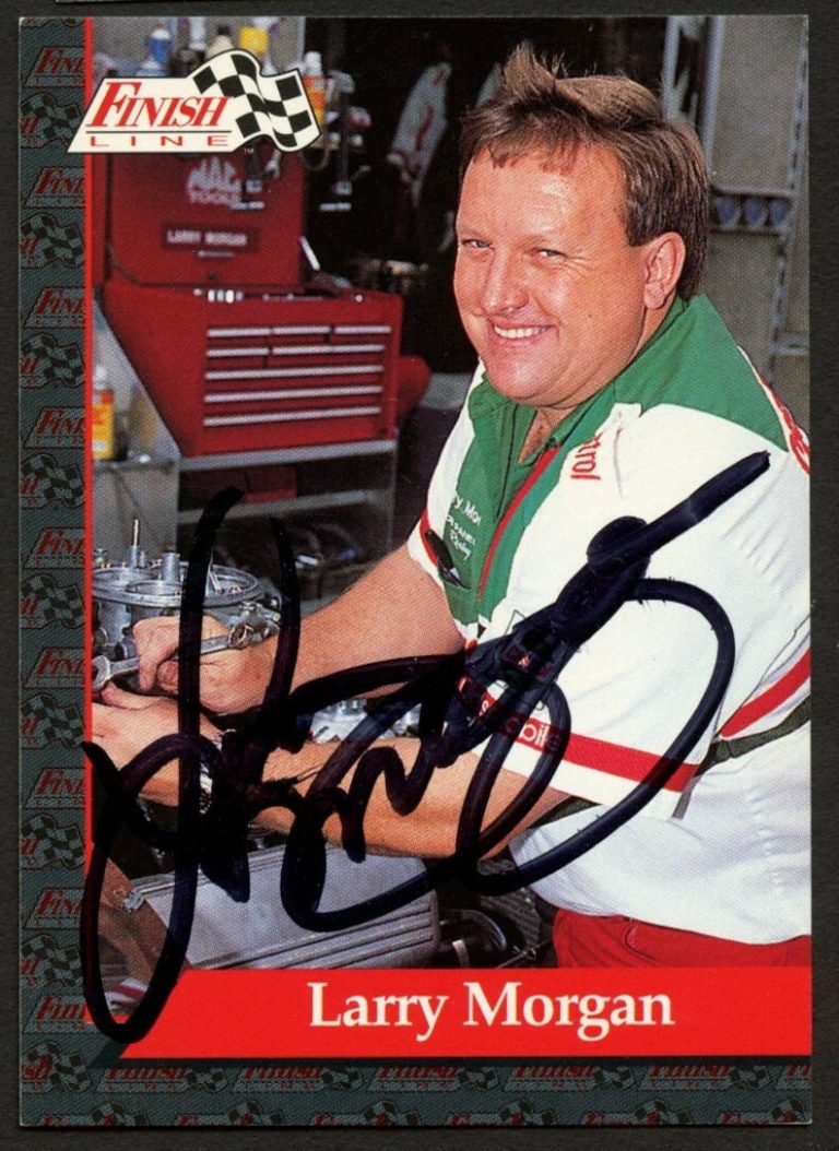 Larry Morgan #96 signed autograph auto 1993 Finish Line NHRA Trading Card