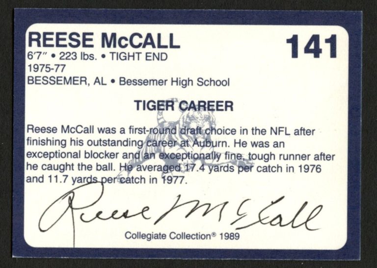 Reese McCall #141 signed autograph auto Auburn Collegiate Collection Card