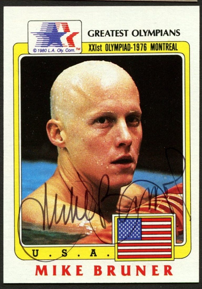 Mike Bruner #42 signed autograph 1983 Topps Greatest Olympians Trading Card