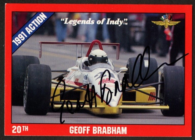 Geoff Brabham #21 signed autograph auto 1992 Legend of Indy Trading Card