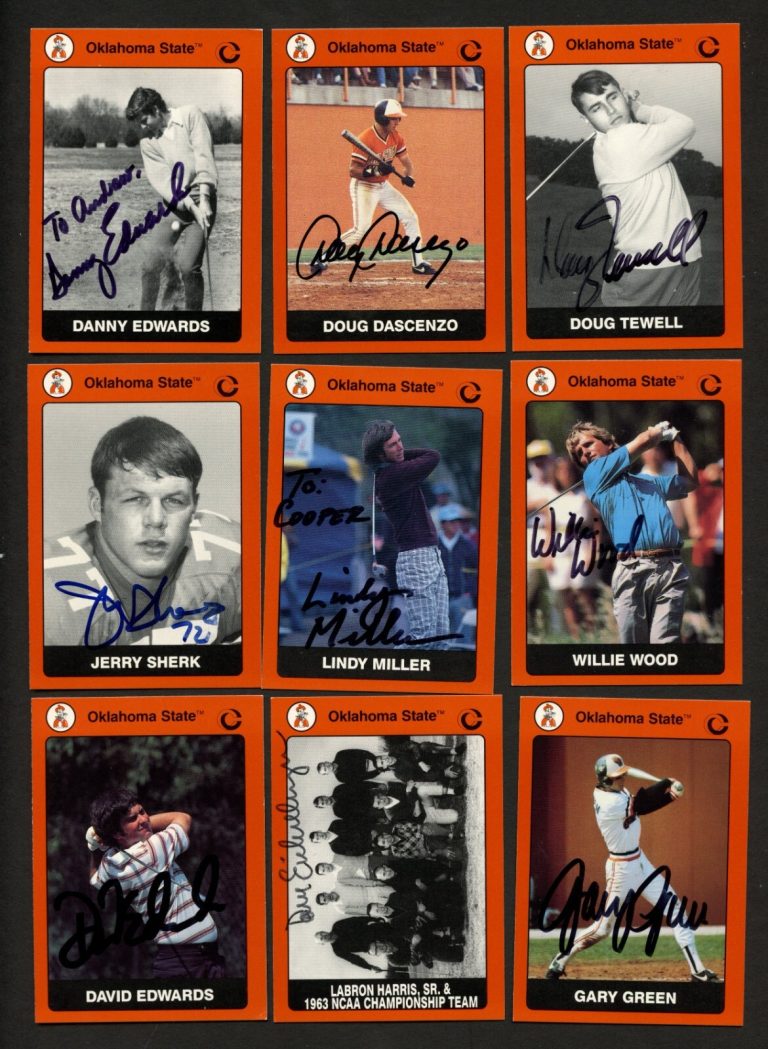 9 different signed autographed 1991 Collegiate Oklahoma State READ DESCRIPTION!