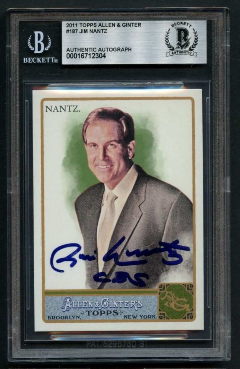 Jim Nantz #187 signe autograph auto 2011 Topps Allen & Ginter Card BAS Slabbed