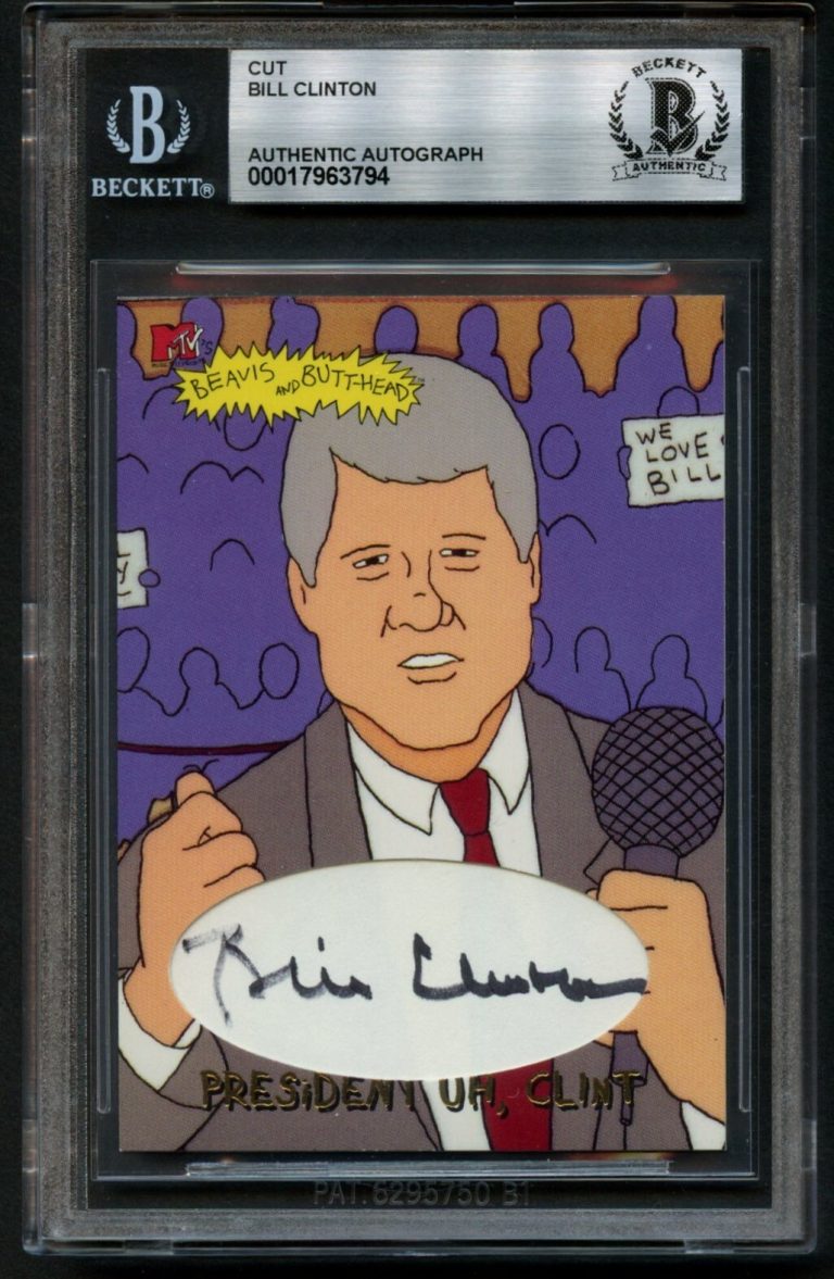 Bill Clinton signed autograph 42nd President Beavis & Butt-head Card BAS Slabbed