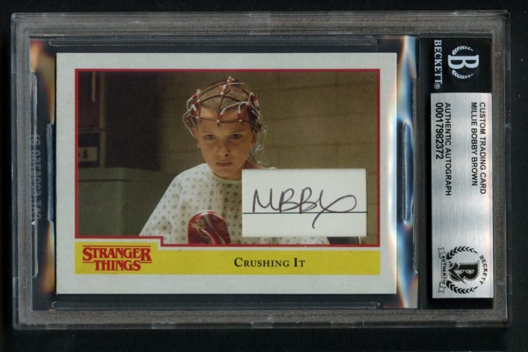 Millie Bobby Brown signed autograph Custom Cut Card STRANGER THINGS 11 BAS Slab