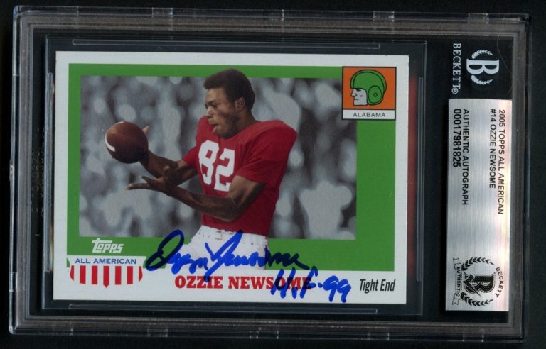 Ozzie Newsome #14 signed autograph 2005 Topps All American Trading Card BAS Slab