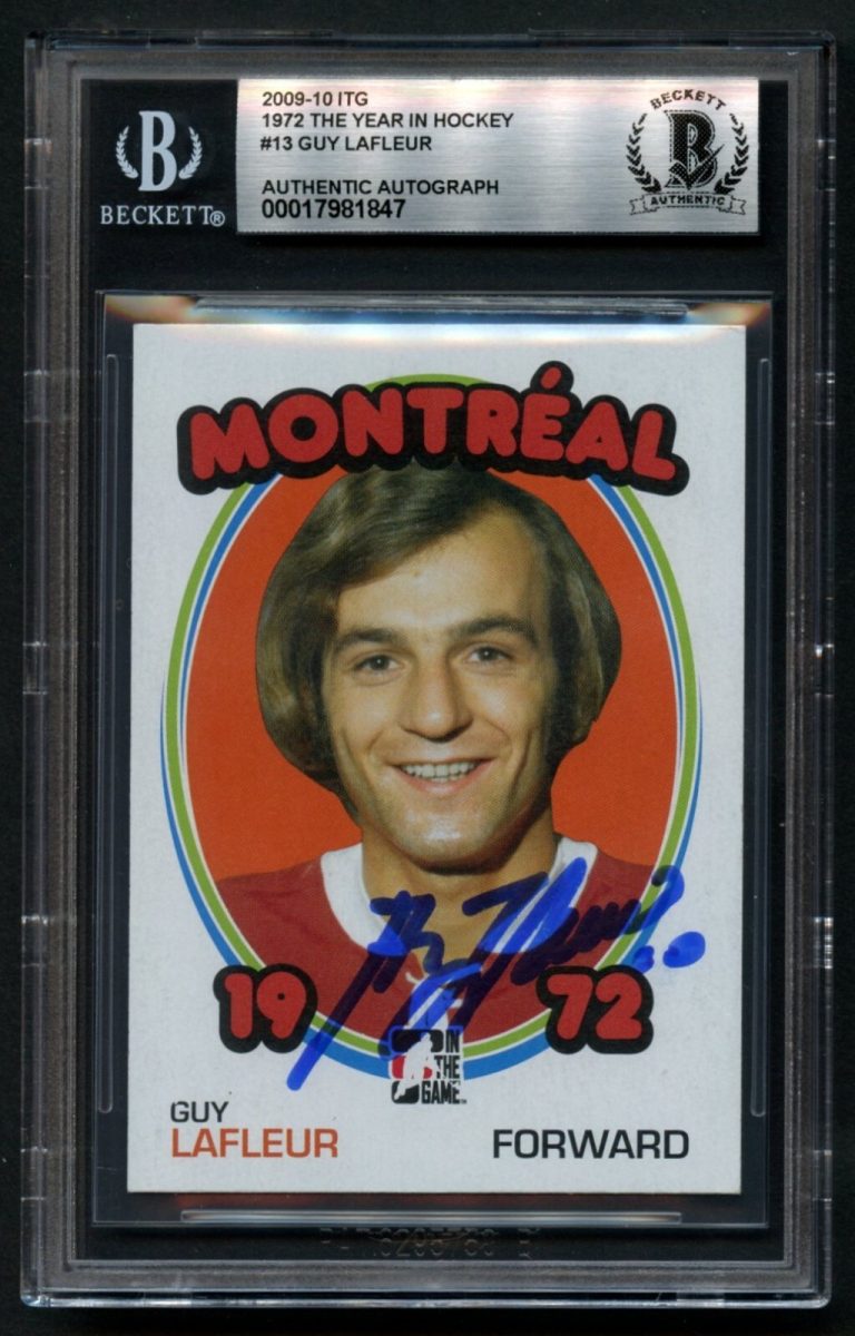 Guy Lafleur #13 signed autograph 2009-10 ITG 1972 The Year in Hockey BAS Slab