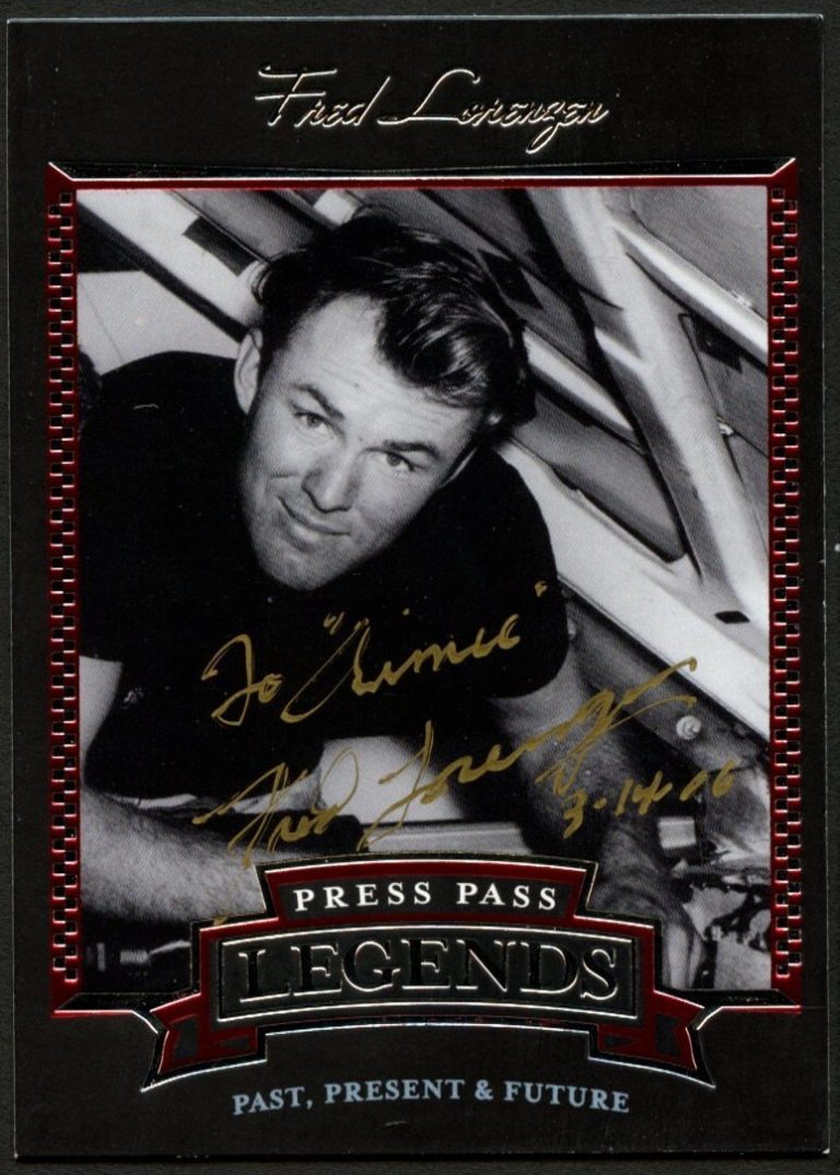 Fred Lorenzen #7 signed autograph 2005 Press Pass Legends NASCAR Trading Card