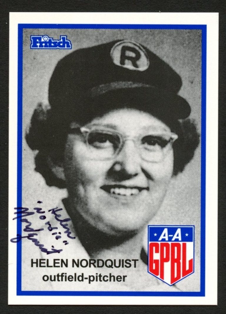 Helen Nordquist #143 signed autograph auto 1995 Fritsch AAGPBL Baseball Card
