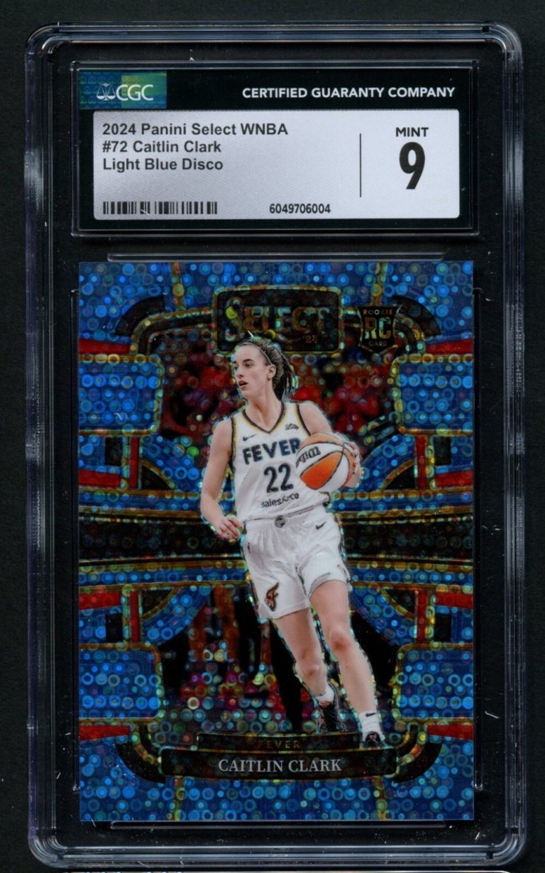 Caitlin Clark #72 2024 Panini Select 50/125 WNBA Light Blue Disco Grade 9