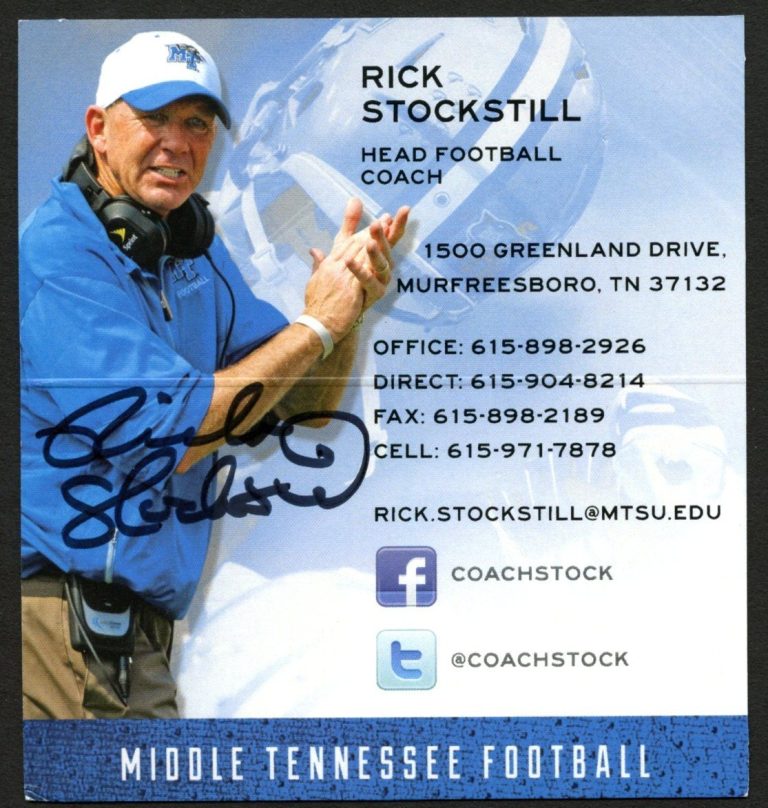 Rick Stockstill signed autograph Head Football Coach Business Card BC845