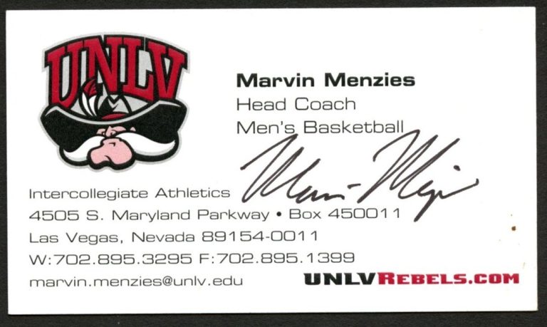 Marvin Menzies signed autograph Head Basketball Coach Business Card BC853