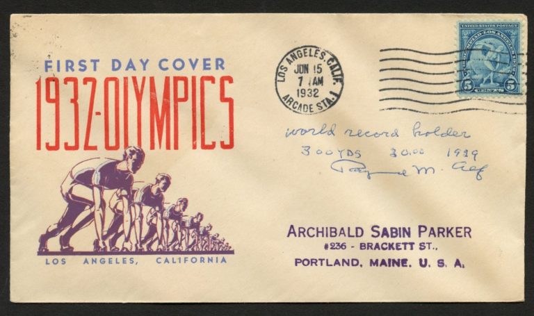 Raymond M Alf signed autograph Olympic Runner World Record Postal Cover FDC