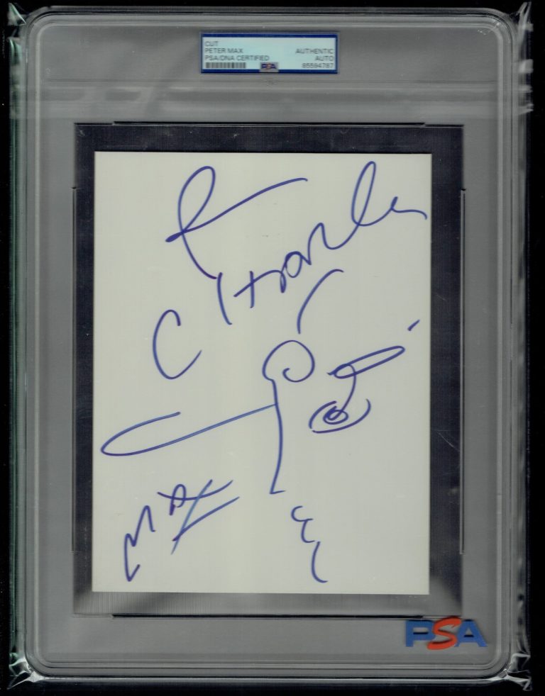 Peter Max signed autograph 6.5x8.5 Original Hand-Drawn Sketch PSA Slabbed