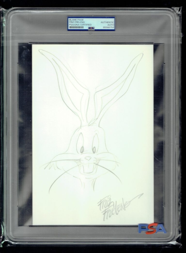 Friz Freleng d1995 signed autographed Bugs Bunny 6.5x10 Original Sketch PSA Slab