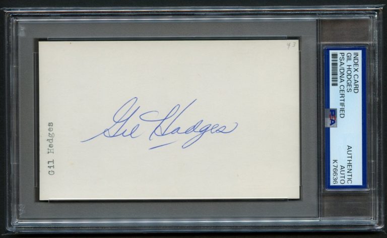 Gil Hodges signed autograph 3x5 Cut Baseball HOF Manager & Player PSA Slab
