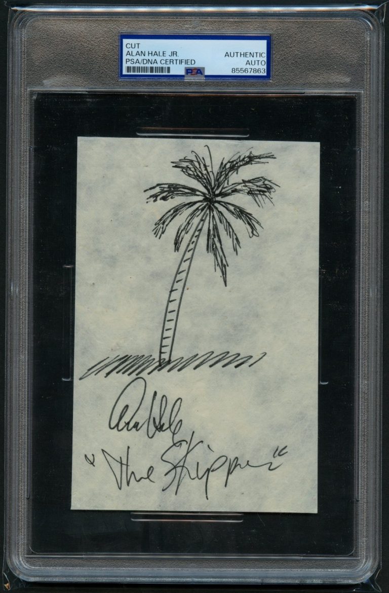 Alan Hale Jr. signed autograph 4.5x6.5 Sketch Skipper on Gilligan's Island PSA