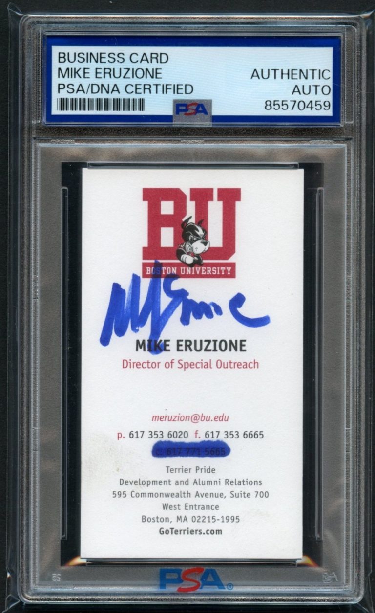 Mike Eruzione signed autograph auto Boston University Business Card PSA Slabbed