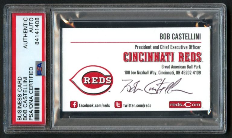 Bob Castellini signed autograph Owner Cincinnati Reds Business Card PSA
