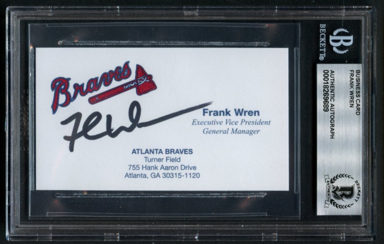 Frank Wren signed autograph General Manager Braves Baseball Business Card BAS