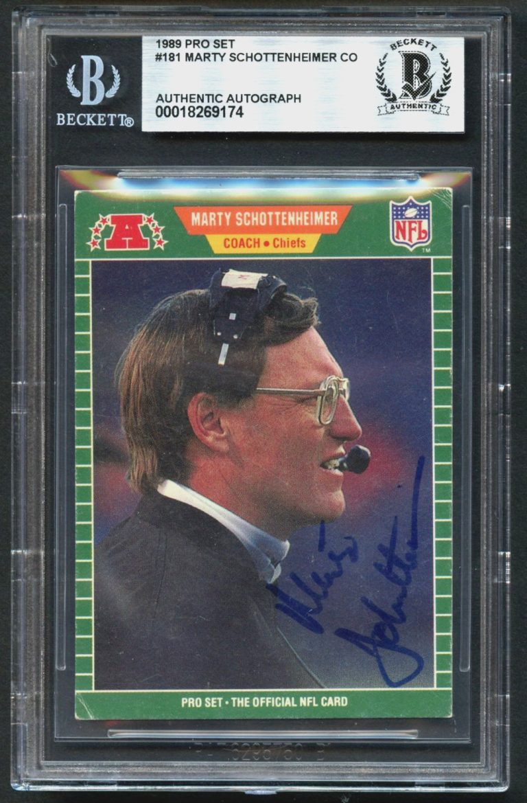 Marty Schottenheimer signed autograph 1989 Pro Set Football Trading Card BAS