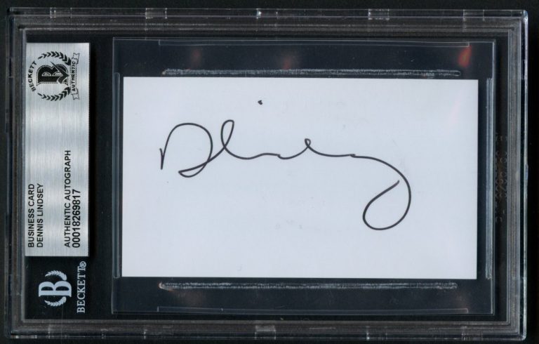 Dennis Lindsey signed autograph Executive Utah Jazz Business Card BAS Slab