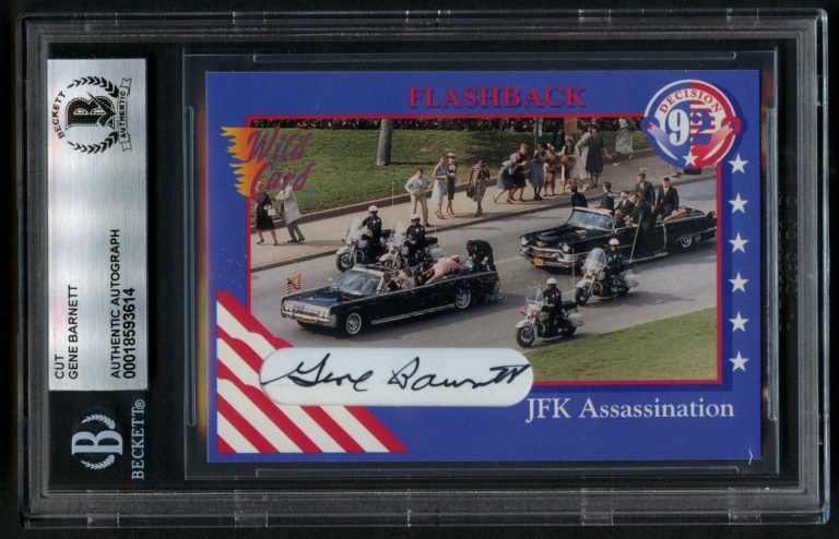 Gene Barnett signed autograph Witness JFK Assassination Custom Cut BAS Slabbed