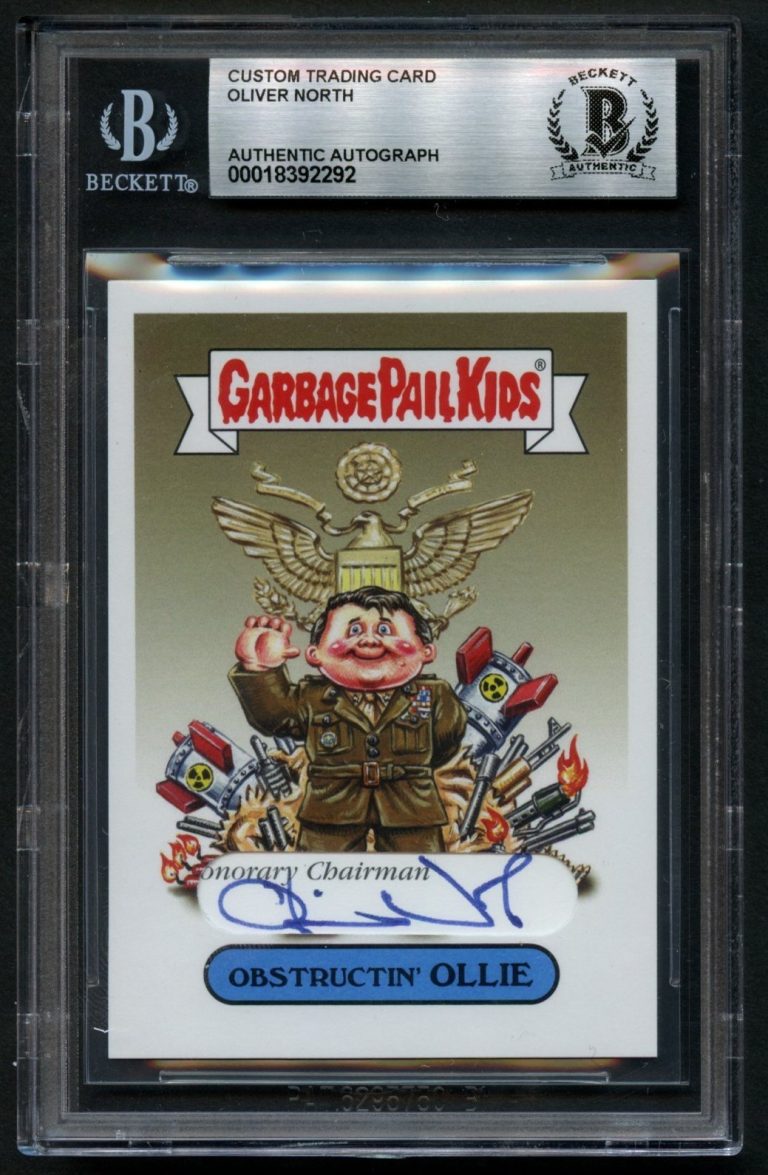Oliver North signed autograph TV Host Political Commentator Custom Cut BAS Slab