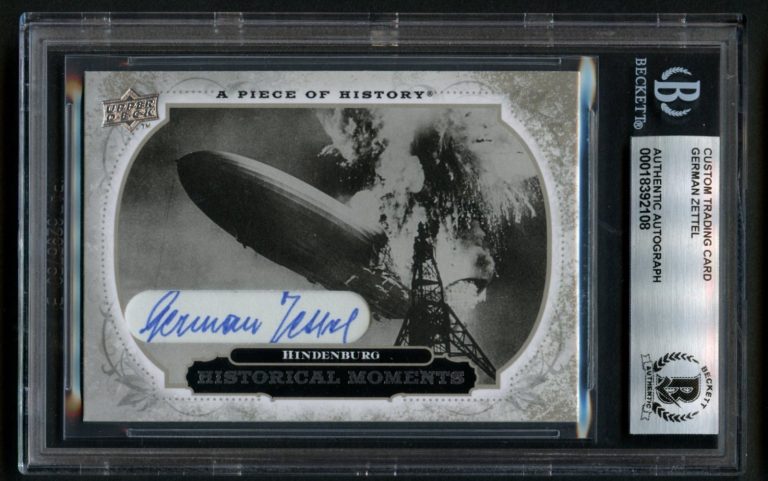 German Zettel signed autograph Chief Mechanic Hindenburg Custom Cut BAS Slab