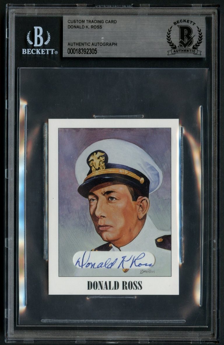 Donald K Ross d1992 signed autograph WWII Custom Cut Medal of Honor Card BAS