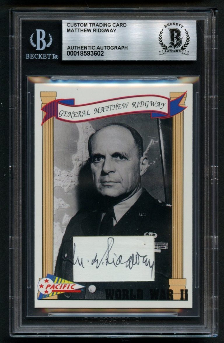 Matthew Ridgway d1993 signed autograph US Army Chief of Staff Custom Cut BAS